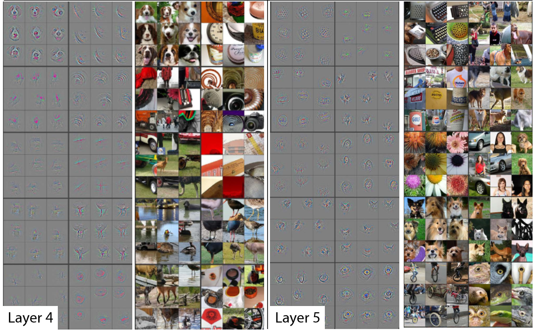Activations of layers 4 and 5 of a CNN