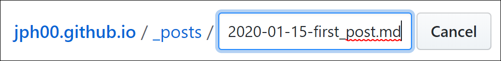 Screenshot showing the right syntax to create a new blog post